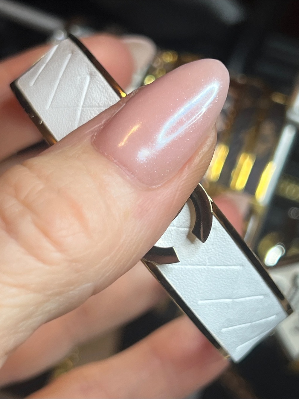 Stainless Steel Gold Bracelet with White Inlay-Fashion Inspired/Upcycled